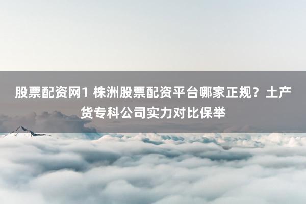 股票配资网1 株洲股票配资平台哪家正规？土产货专科公司实力对比保举