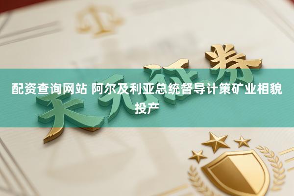 配资查询网站 阿尔及利亚总统督导计策矿业相貌投产