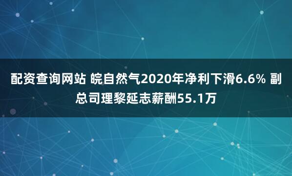 配资查询网站 皖自然气2020年净利下滑6.6% 副总司理黎延志薪酬55.1万