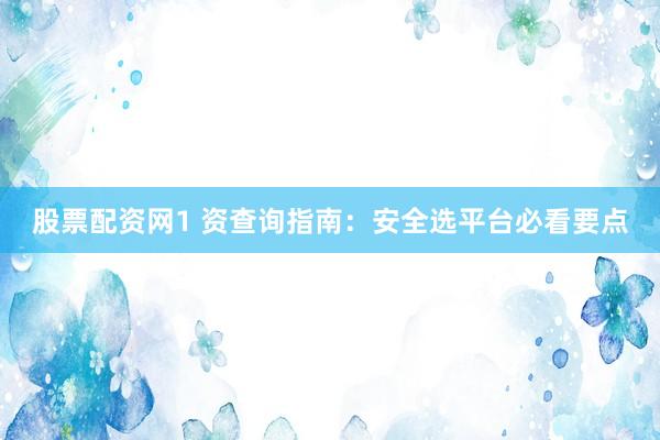 股票配资网1 资查询指南：安全选平台必看要点