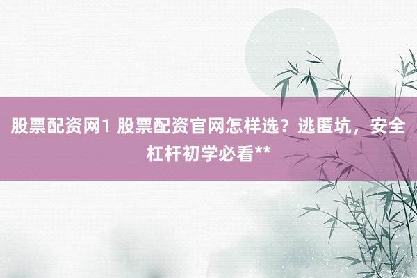 股票配资网1 股票配资官网怎样选？逃匿坑，安全杠杆初学必看**